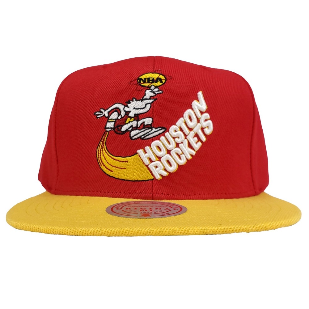 Houston Rockets Mitchell & Ness NBA Snapback Hat Cap 3D Logo Red Yellow NWT